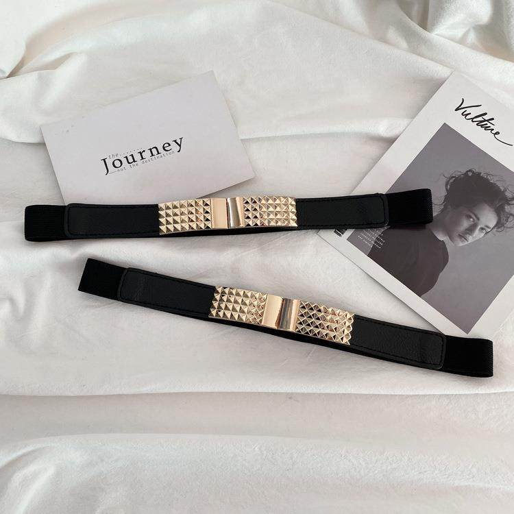 西装腰带女装饰配连衣裙子简约百搭收腰时尚松紧腰饰黑色细腰封