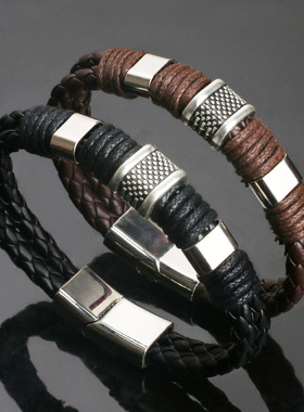 复古皮男士牛皮磁铁扣手