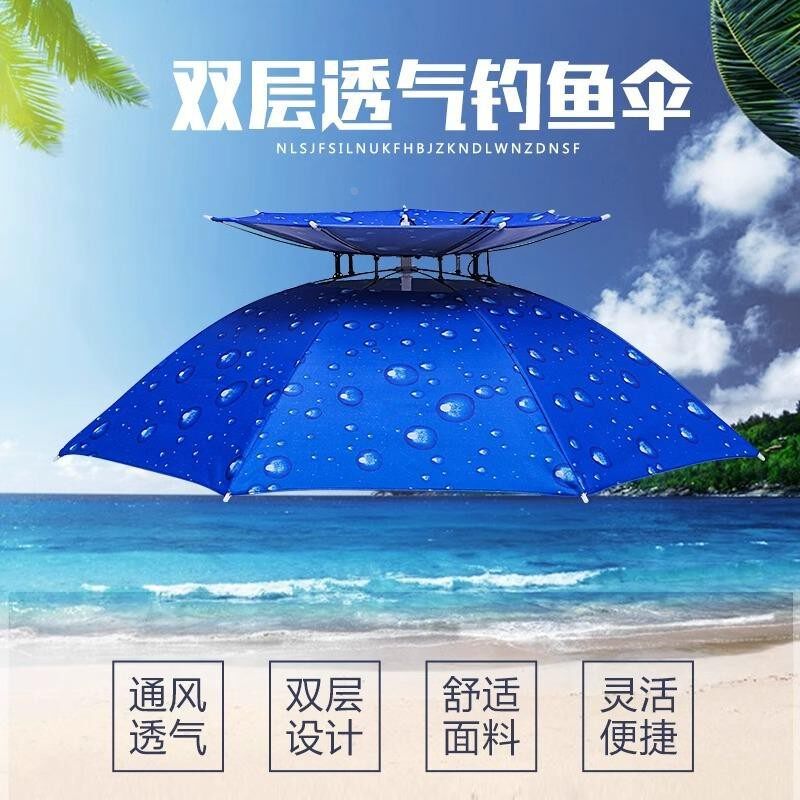 新款防晒伞帽大号防晒折叠头戴式钓鱼伞户外垂钓遮阳防雨帽子