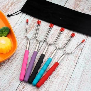 不锈钢85伸缩烧烤叉鸡腿活腿肠棉花糖烧烤棒户外BBQ野饮烤叉定制