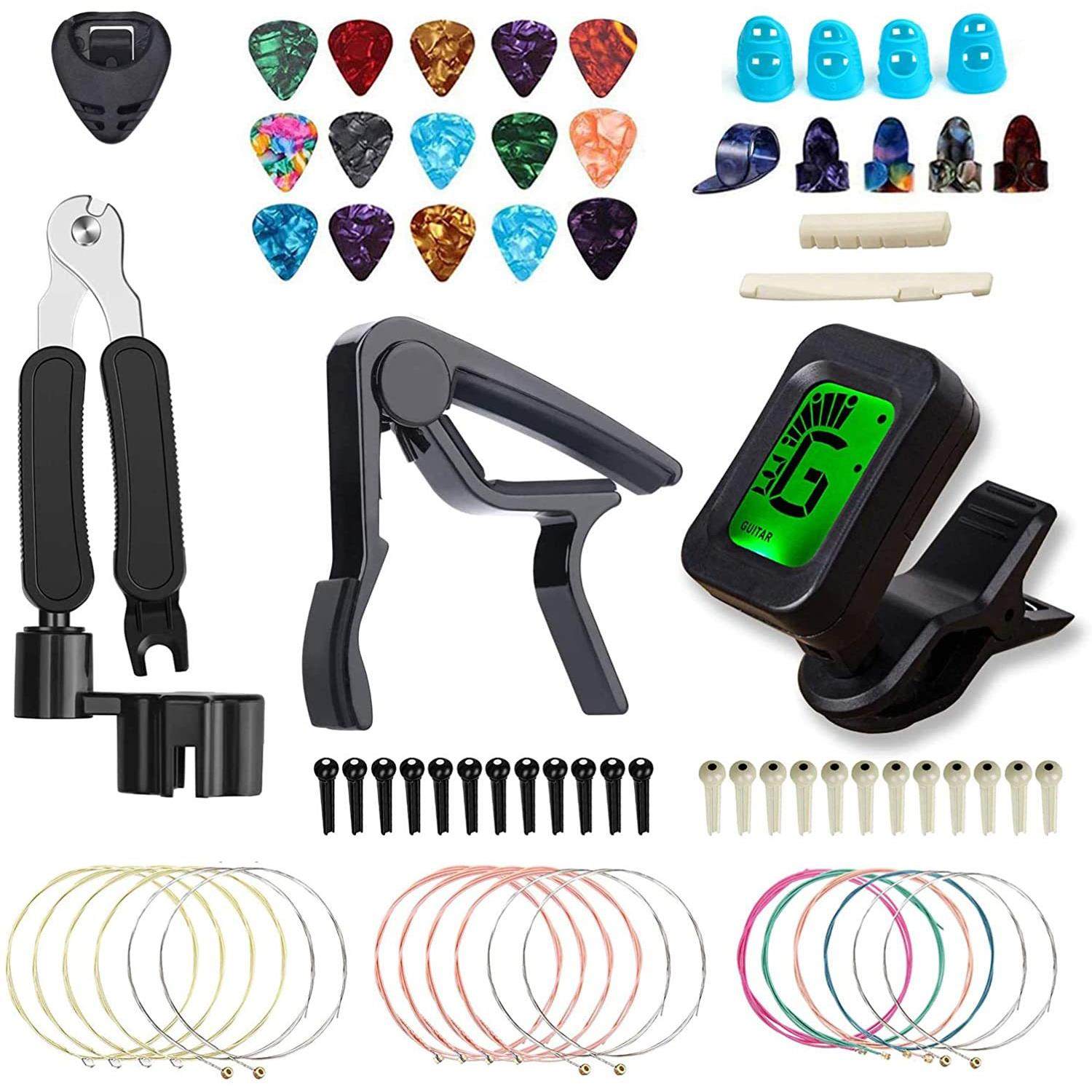 吉他配件套装礼包变调夹拨片琴弦三合一换弦工具组合