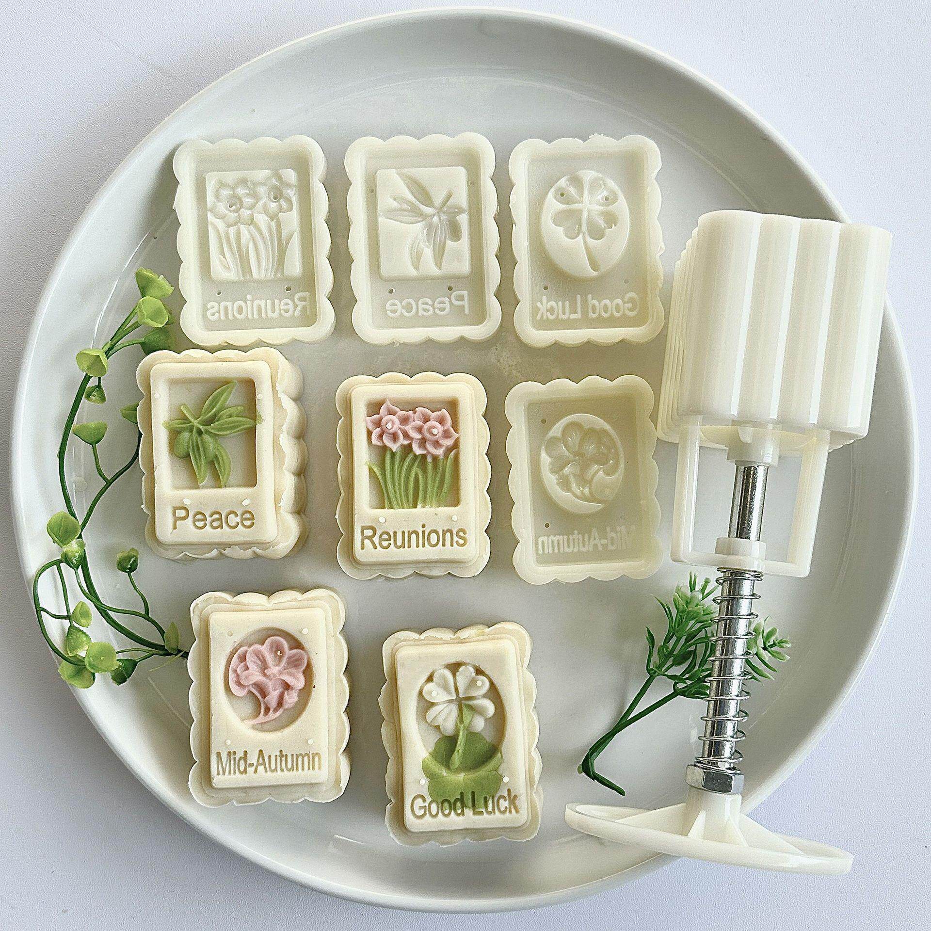 20-40克方边长方形桃山冰皮广式手压绿豆糕月饼模具套装定制