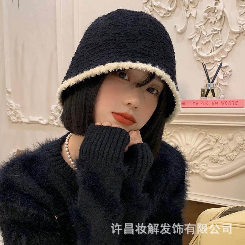 假发帽子女短发一体时尚秋冬毛线渔夫帽网红爆款带头发自然全头套