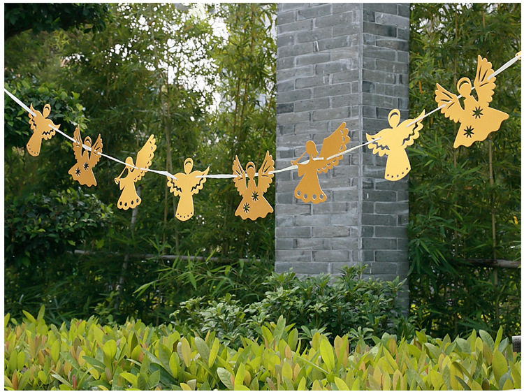 喜庆红色卡纸天使横幅拉花挂旗挂饰 对婚庆节祝派对活动装扮用品