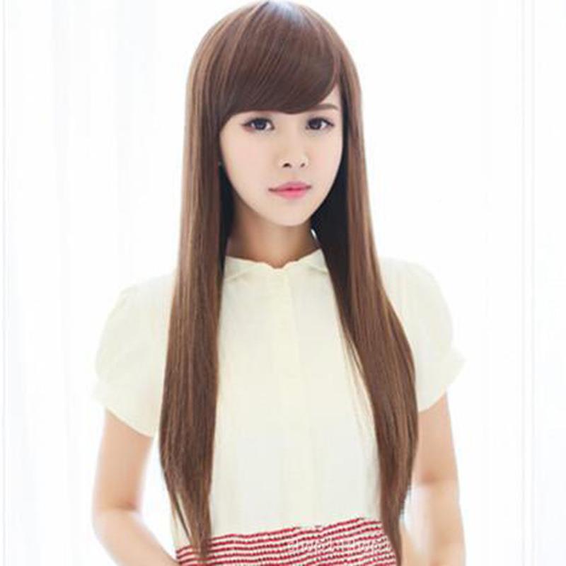 韩版假发女 斜刘海长发假发女蓬松气质长直发真人假发头套