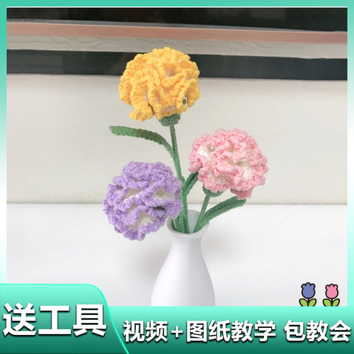 康乃馨手工钩织花束材料包教师节