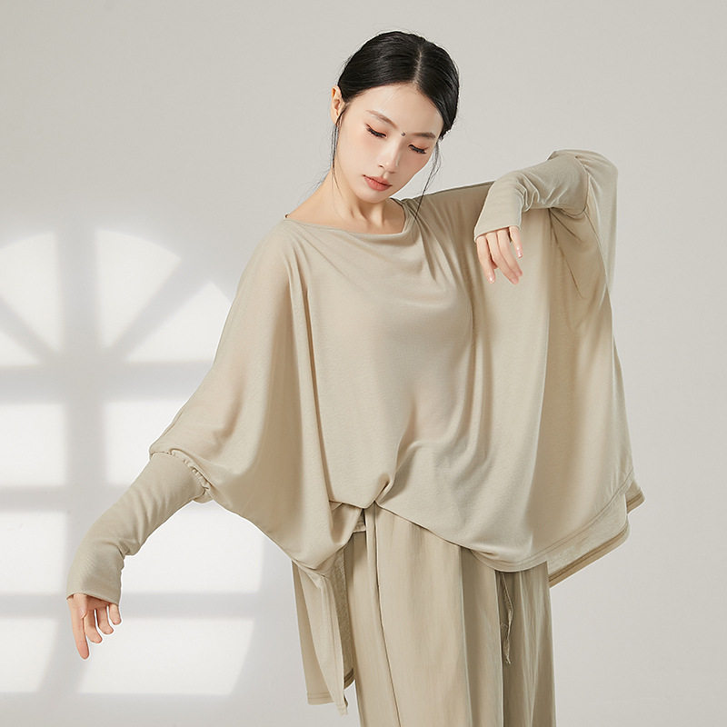 现代舞蹈服女宽松舞蹈生日常穿搭长袖上衣艺考生形体罩衫