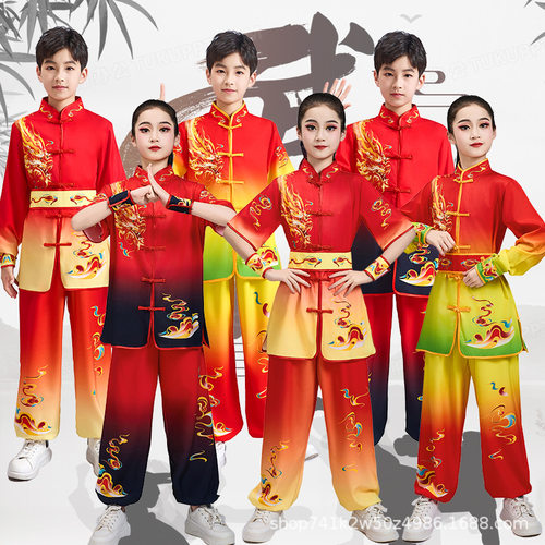 成人儿童舞龙服装中小学男女武术操表演服练功服打鼓演出服中国风