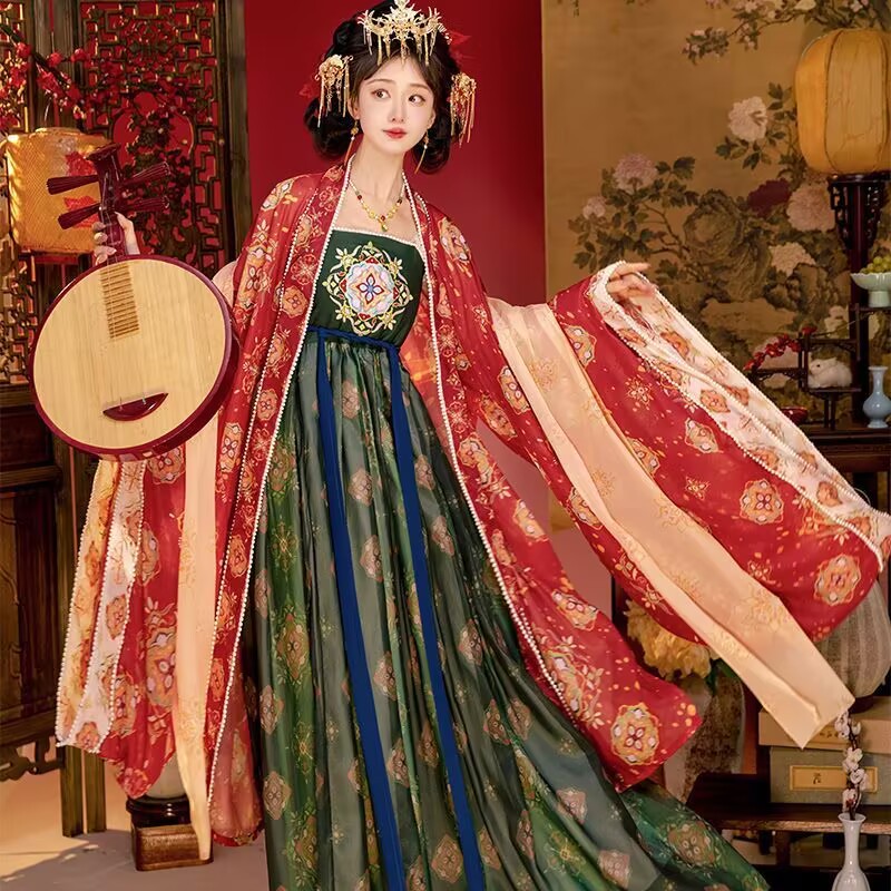 唐制汉服女成人【盛唐公主】诃子裙大袖衫全套齐胸襦裙古装春秋