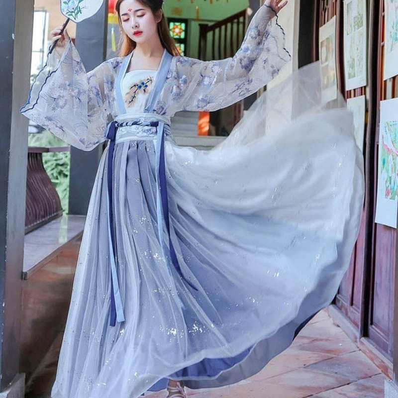 沧海赋齐腰汉服女古装花神赋淡雅飘逸中国风仙气齐胸襦裙复古裙子
