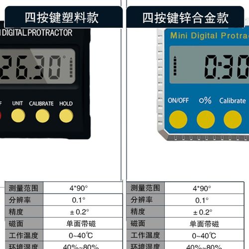 新品数显倾角仪高精度电子锌v合金水平尺L带磁角度测量仪倾角盒坡