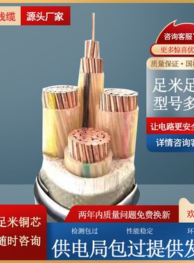 电力电缆YJV2 3 4 5铜芯阻燃耐火动力35平方VV22室外架空电线铠装