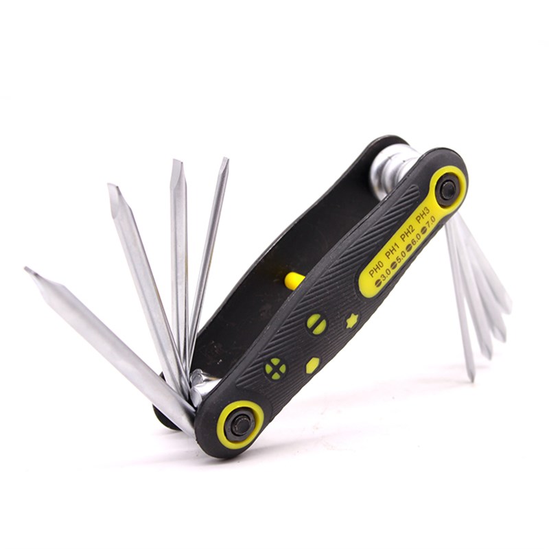 便携式折叠内六方扳手套装八件套折叠内六花六角梅花折叠螺丝刀