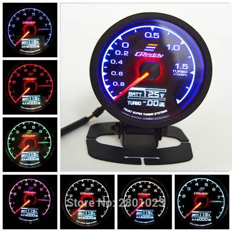 汽车改装仪表涡轮压力油压水温转速排温真空表LDE数显7色赛车仪表