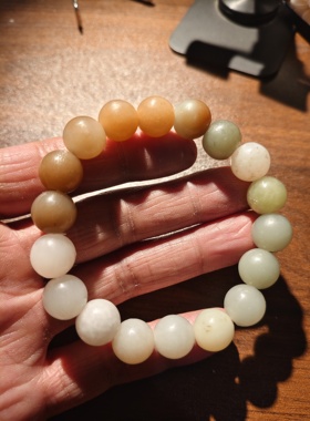 和田玉多宝手串卡12珠子18颗重43克