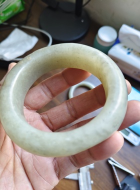 和田玉籽料手镯圈口60宽20厚14重145克