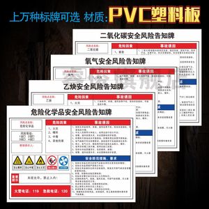 危险化学品安全风险告知牌乙炔氧气液化气氩气丙烷二氧化碳氮气危险混合气体天然气岗位风险告知牌卡警示牌