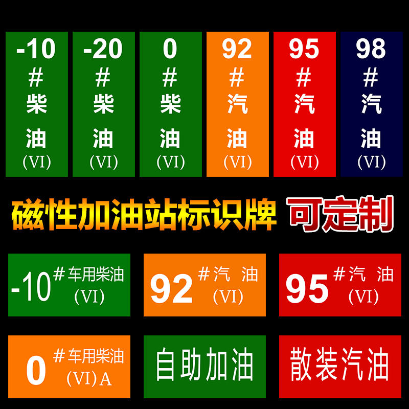 加油站油品标识牌磁性标牌标贴 国五国六汽油号码牌柴油乙醇汽油标志牌加油机中石化中石油93 95 98 油号牌