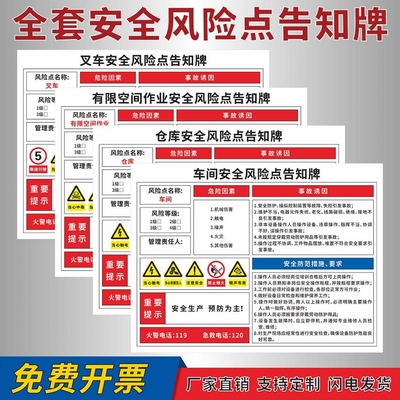 空压机叉车铣床安全风险点告知牌喷漆房职业危害标志牌当心触电机械伤人标识贴车间仓库有限空间作业警示牌