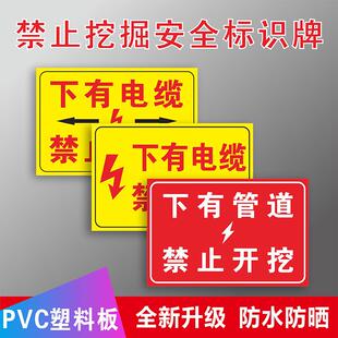 下有电缆禁止挖掘标识牌下有高压电缆严禁开挖触动地下有自来水管天然气管消防管雨水管排污管注意安全铝板