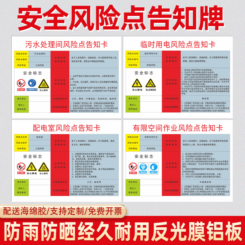 储气罐有限空间配电房风险告知卡职业危害安全危害告知牌风险告知警示牌告知卡定制标识标志标示提示指示牌