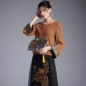 日常打底衫 陌遇2025秋冬新款 复古中式 套头针织衫 上衣 中国风倒大袖