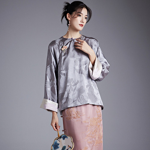 陌遇中国风圆领挽袖唐装上衣