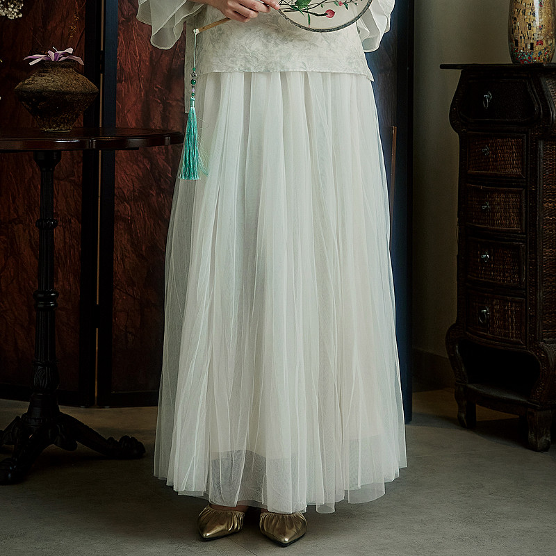 陌遇丨云羽丨夏季国风大摆仙气网纱裙时尚百褶裙新中式百搭半身裙,女装/女士精品,半身裙,淘宝优惠券,粉丝福利购,淘宝优惠卷