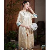 提花缎圆领气质旗袍新中式 陌遇 新款 中国风夏季 改良连衣裙 桂兰