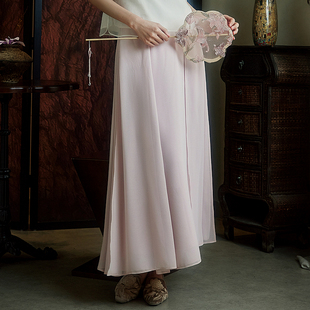 陌遇丨烟缕丨夏季新款改良汉元素超仙长裙简约风百搭松紧腰半身裙