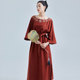 陌遇2025年秋冬新款 连衣裙 复古改良一字肩羊毛呢刺绣礼服新中式