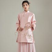 国风唐装 陌遇原创2025冬季 棉衣中长款 温柔风优雅刺绣中式 上衣 新款