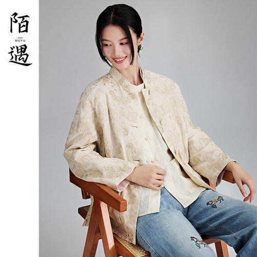 陌遇人丝绣花文艺气质复古外套