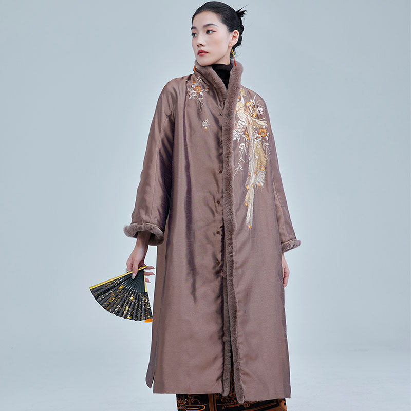 陌遇2025年冬季新款中国风复古气质獭兔毛刺绣中长款唐装棉衣外套,女装/女士精品,汉服半身裙,淘宝优惠券,粉丝福利购,淘宝优惠卷