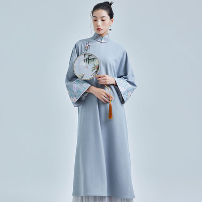 陌遇羊毛呢气质大码旗袍连衣裙