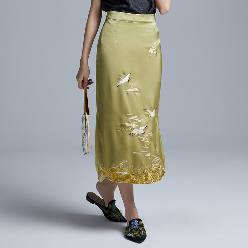 陌遇2025春夏新款 中国风复古气质绣花显瘦改良旗袍中长款半身裙,女装/女士精品,汉服半身裙,淘宝优惠券,粉丝福利购,淘宝优惠卷