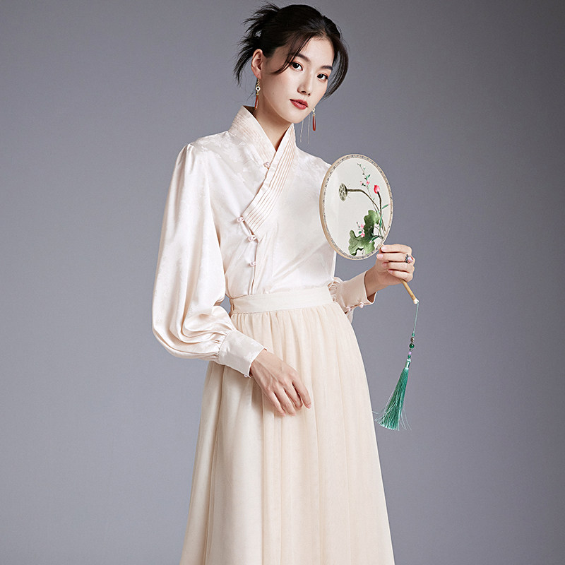 陌遇2025年夏季新款中国风文艺气质改良汉元素泡泡袖茶服衬衫上衣,女装/女士精品,上衣,淘宝优惠券,粉丝福利购,淘宝优惠卷