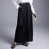 秋季 新中式 设计感高腰显瘦阔腿裤 陌遇2025新款 高端松紧腰国风裤 子