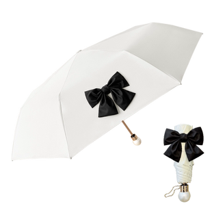 复古法式小香风自动晴雨伞珍珠蝴蝶结气质女神伞折叠防晒遮阳伞