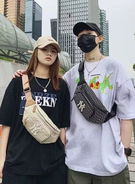 韩流潮包2025新款老花腰包斜挎包运动胸包百搭潮ins男女同款单肩
