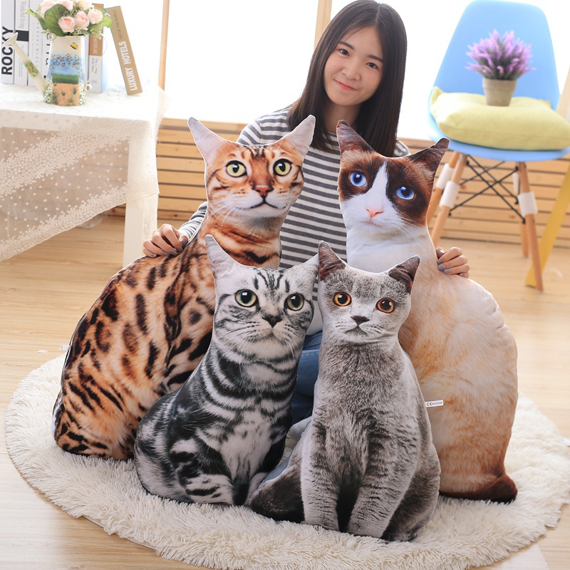 正品创意仿真小猫咪抱枕搞怪滑稽表情办公室靠垫毛绒玩具狗狗公仔