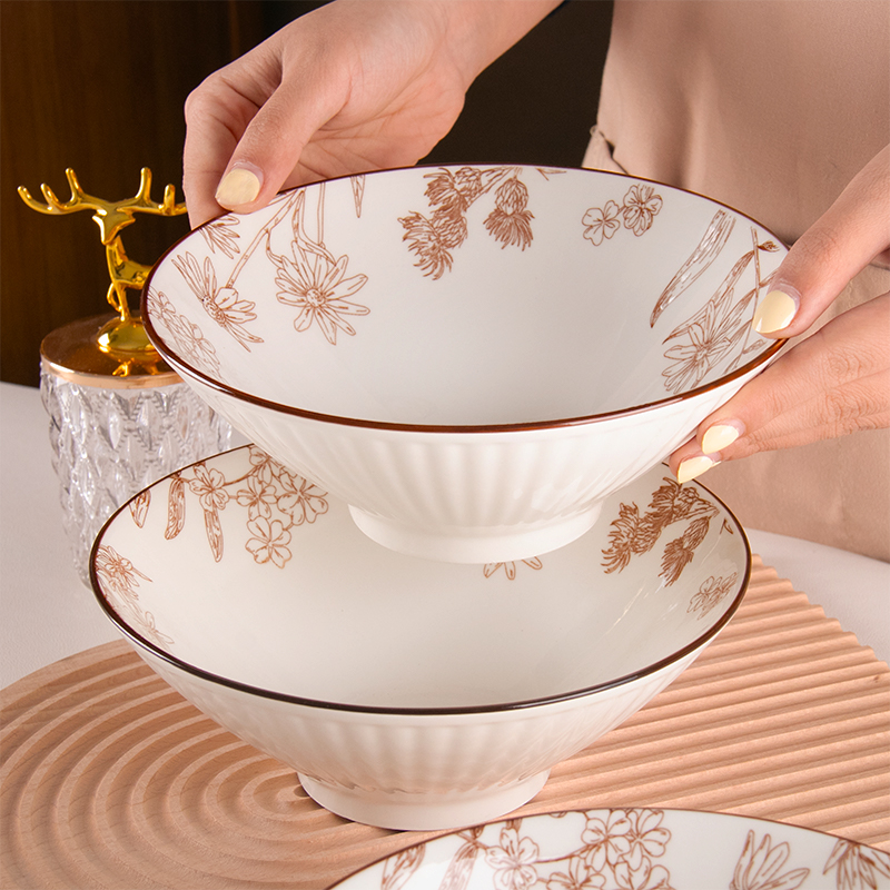 陶瓷2025新款釉下彩8英寸斗笠碗