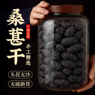 正宗桑葚干黑桑椹特优级无沙新疆泡水即食的功效黑桑葚干天然免洗