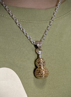 青炙祥云葫芦寸款吊坠黄铜钥匙扣挂件项链纯铜小葫芦汽车挂饰国潮