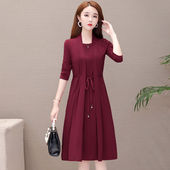 阔太太洋气大码 妈妈连衣裙春装 气质新款 中年女士显瘦假两件套裙子