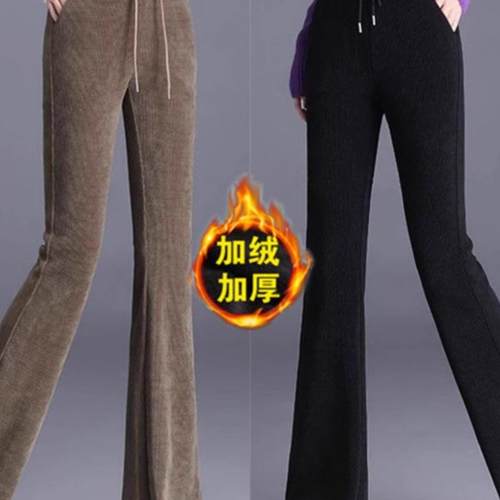 高腰羊羔绒保暖妈妈长裤