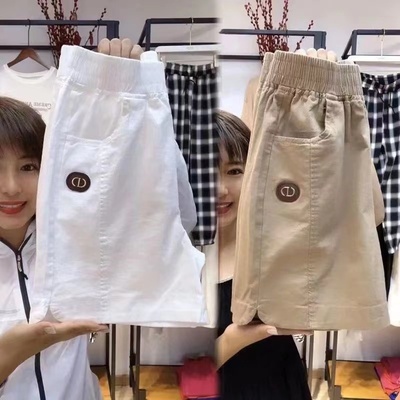 宽松显瘦直筒松紧五分裤热裤子