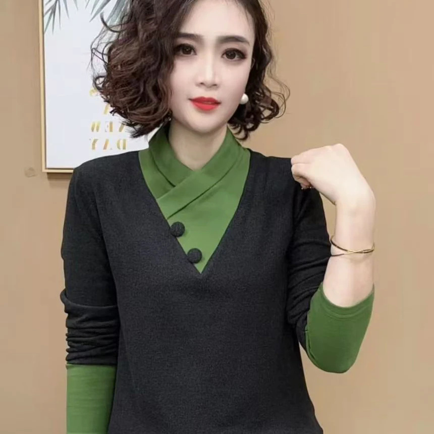 中老年妈妈长袖打底衫减龄小衫