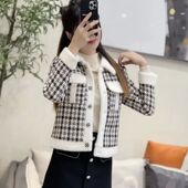 新款 外套女 毛呢加绒加厚上衣秋冬洋气中老年妈妈百搭短款 开衫 大码