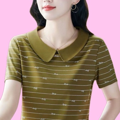 中老年大码显瘦翻领上衣